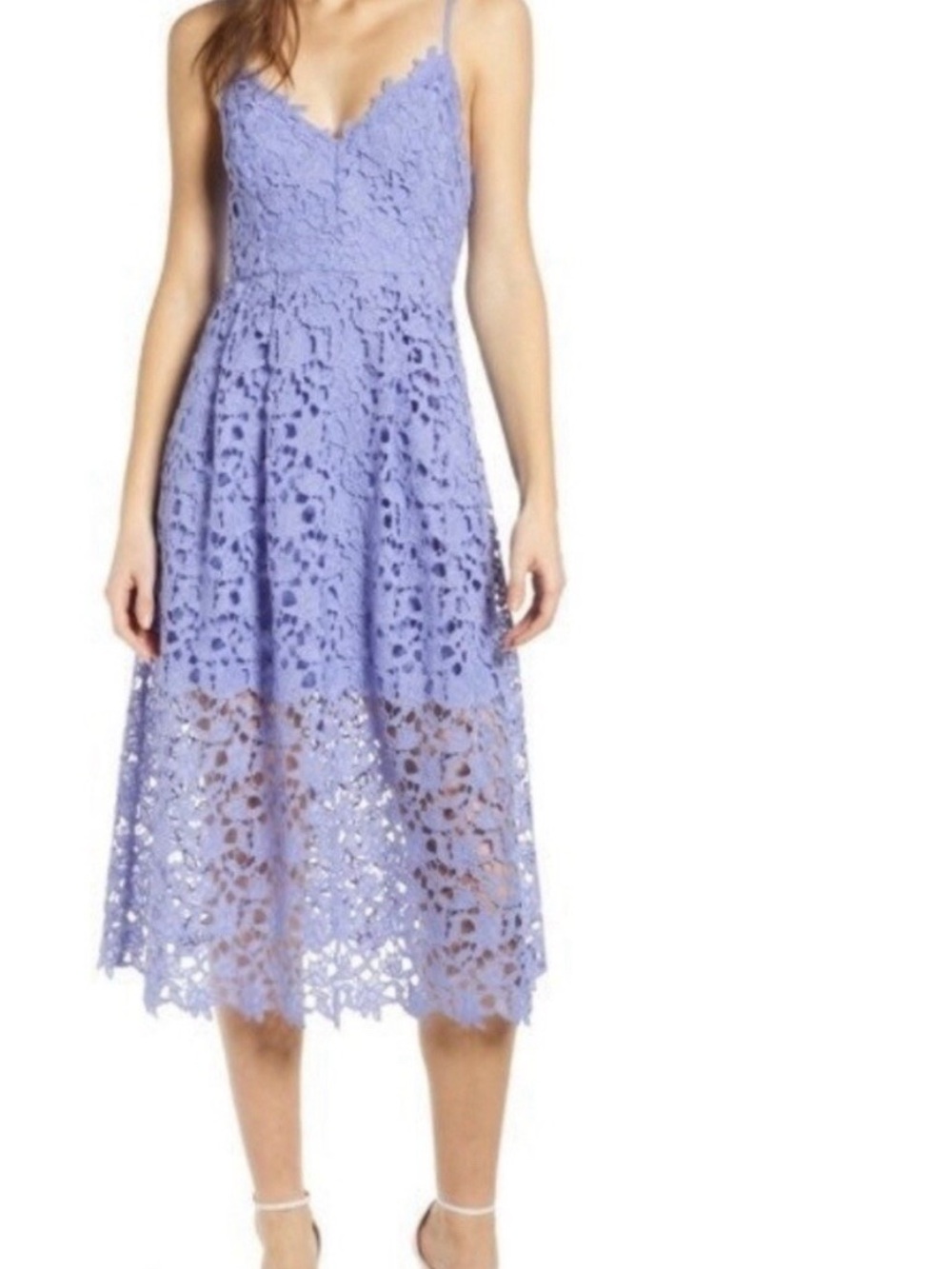 Astr Lilac Lace Midi Dress